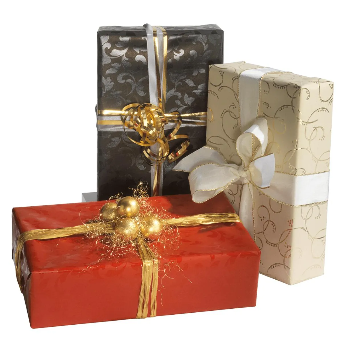 Online DecoWoerner Nachhaltiges, es Geschenkpapier Mit Glänzendem Rankenmuster – 50 M Geschenkpapier-Rolle schwarz
