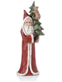 Best DecoWoerner Naturgetreu Bemalter Weihnachtsmann In Holzoptik 51 Cm rot