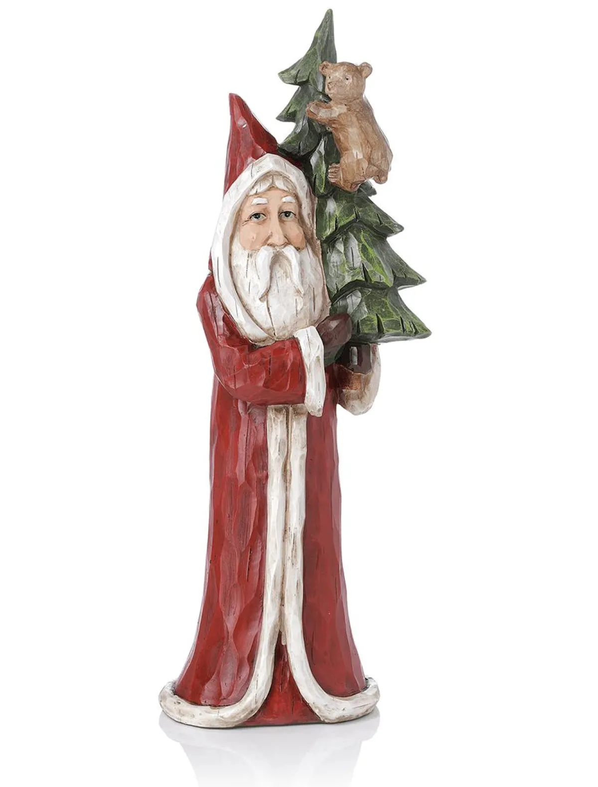 Best DecoWoerner Naturgetreu Bemalter Weihnachtsmann In Holzoptik 51 Cm rot