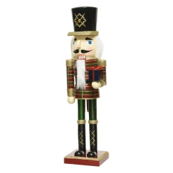 New DecoWoerner Nussknacker Mit Geschenk Aus Holz 38 Cm rot