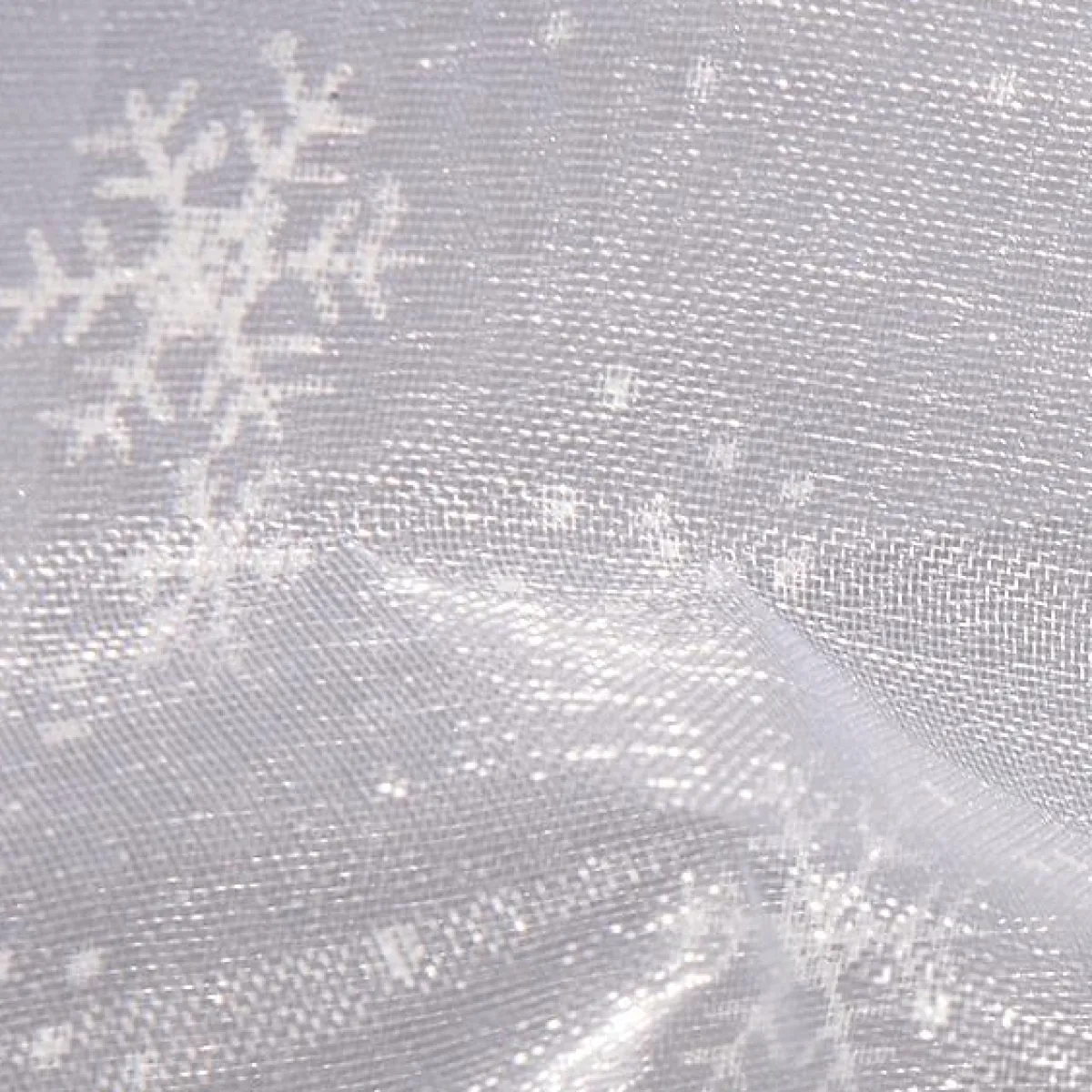 Outlet DecoWoerner Organza Stoff Schneeflocken 150 Cm Breit weiß