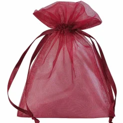 Outlet DecoWoerner Organzasäckchen 18 Cm, 50 Stück, Bordeaux rot