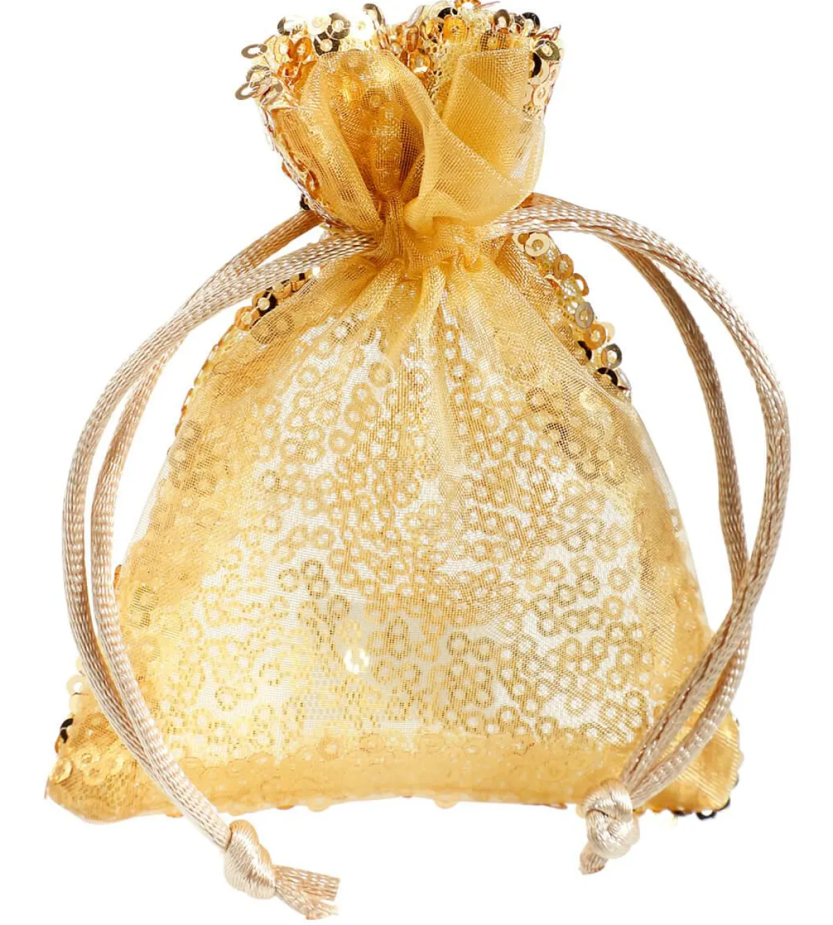 Online DecoWoerner Organzasäckchen Pailletten 10 Cm, 10 Stück, gold
