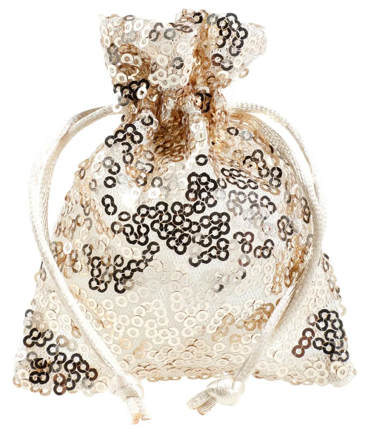Online DecoWoerner Organzasäckchen Pailletten 10 Cm, 10 Stück, Champagner weiß