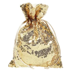 Hot DecoWoerner Organzasäckchen Pailletten 18 Cm, 10 Stück, gold
