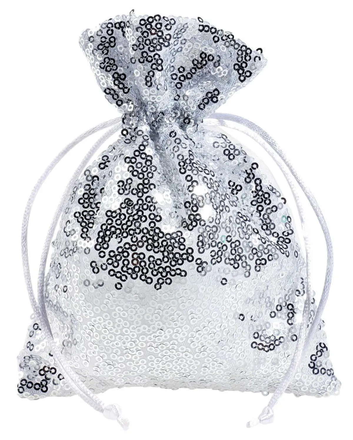 Outlet DecoWoerner Organzasäckchen Pailletten 18 Cm, 10 Stück, silber