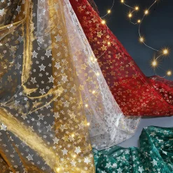Sale DecoWoerner Organza-Stoff "Sternchen" 145 Cm Breit gold