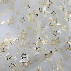 New DecoWoerner Organza-Stoff "Sternchen" 145cm,br. silber