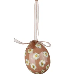 Best DecoWoerner Ostereier-Set, 5 Cm & Braun Mit Blumenmuster & Schleife 8tlg. Beige