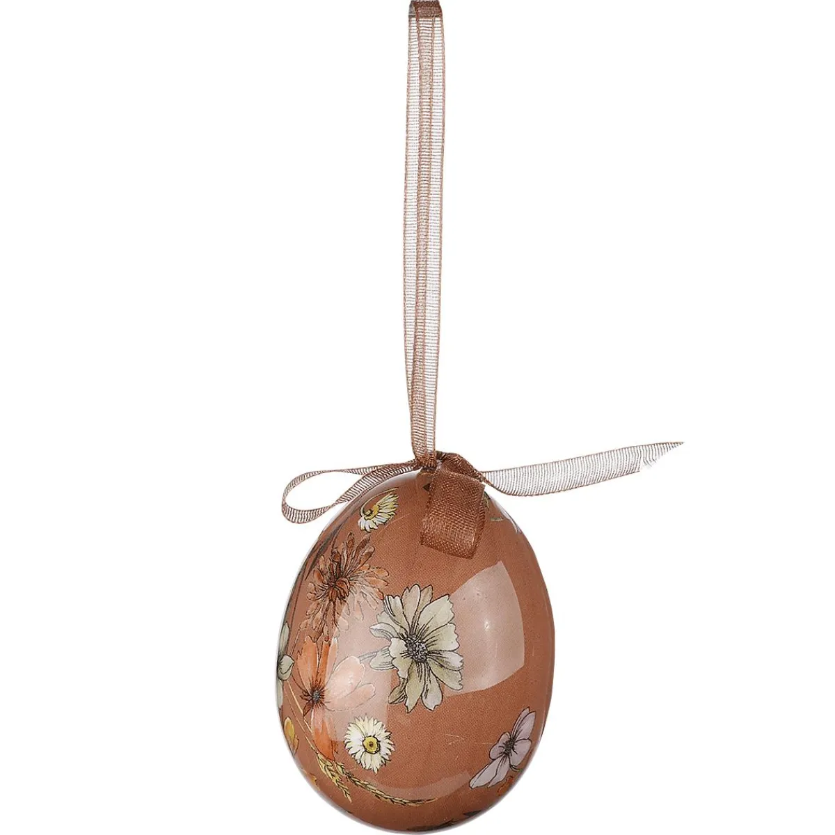 Best DecoWoerner Ostereier-Set, 5 Cm & Braun Mit Blumenmuster & Schleife 8tlg. Beige