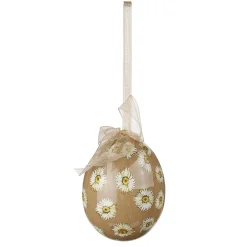 Best DecoWoerner Ostereier-Set, 5 Cm & Braun Mit Blumenmuster & Schleife 8tlg. Beige