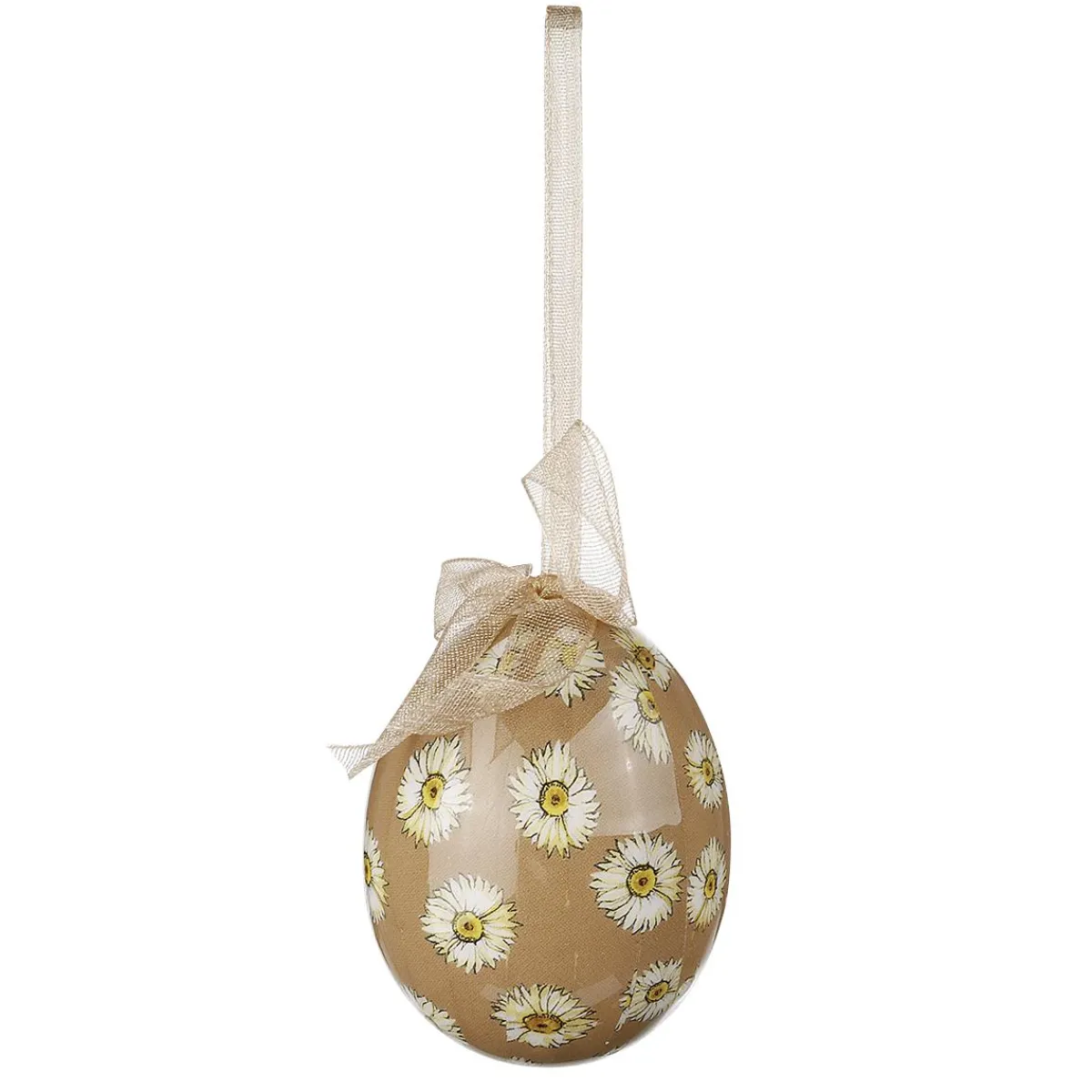 Best DecoWoerner Ostereier-Set, 5 Cm & Braun Mit Blumenmuster & Schleife 8tlg. Beige
