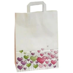 New DecoWoerner Papier Tragetasche Mit Bunten Herzen 35 X 26 X 12 Cm weiß