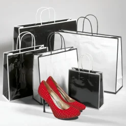 New DecoWoerner Papiertasche "Coco" 30 X 40 X 12 Cm 25 Stück, 155 Gr/ M² schwarz