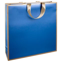 Sale DecoWoerner Papiertasche "Metallic" 37 X 42x 13 Cm & Gold 10 Stück blau