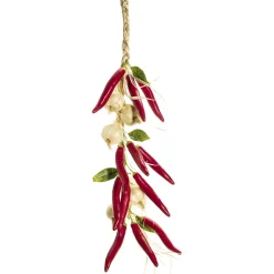DecoWoerner Peperoni-Knoblauchzopf Lebensmittel-Attrappen 62 Cm rot
