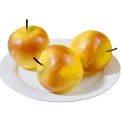 Discount DecoWoerner Äpfel Lebensmittel-Attrappen, Pack à 3 Stück gelb