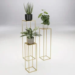 New DecoWoerner Pflanzenständer Metalltisch-Set 3tlg. gold