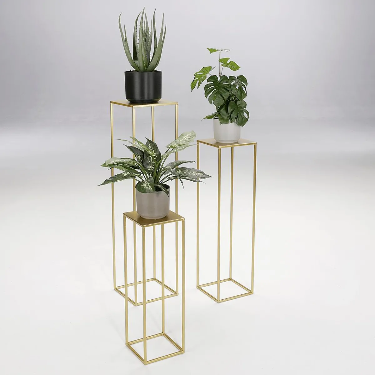 New DecoWoerner Pflanzenständer Metalltisch-Set 3tlg. gold