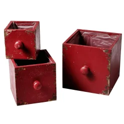 Discount DecoWoerner Pflanztöpfe Schublade 3tlg. 9-15 Cm rot