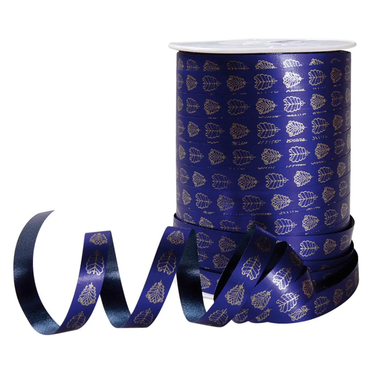 Discount DecoWoerner Polyband "Blattornament", 10 Mm, blau