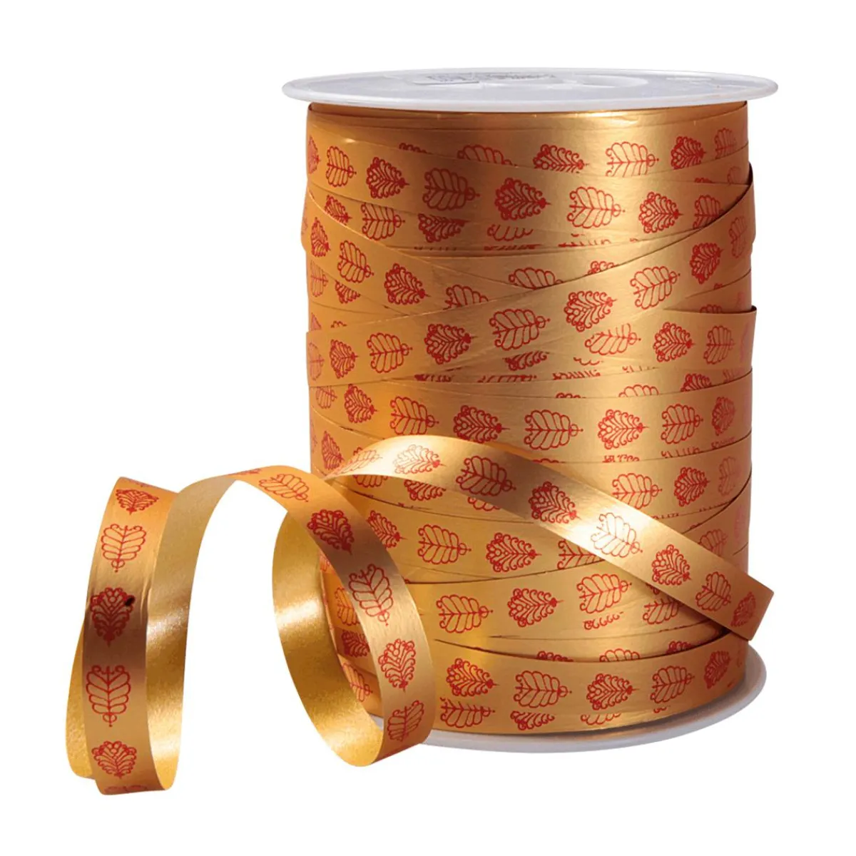Clearance DecoWoerner Polyband "Blattornament", 10 Mm, gold