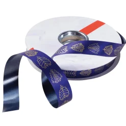 Clearance DecoWoerner Polyband "Blattornament", 19 Mm, blau