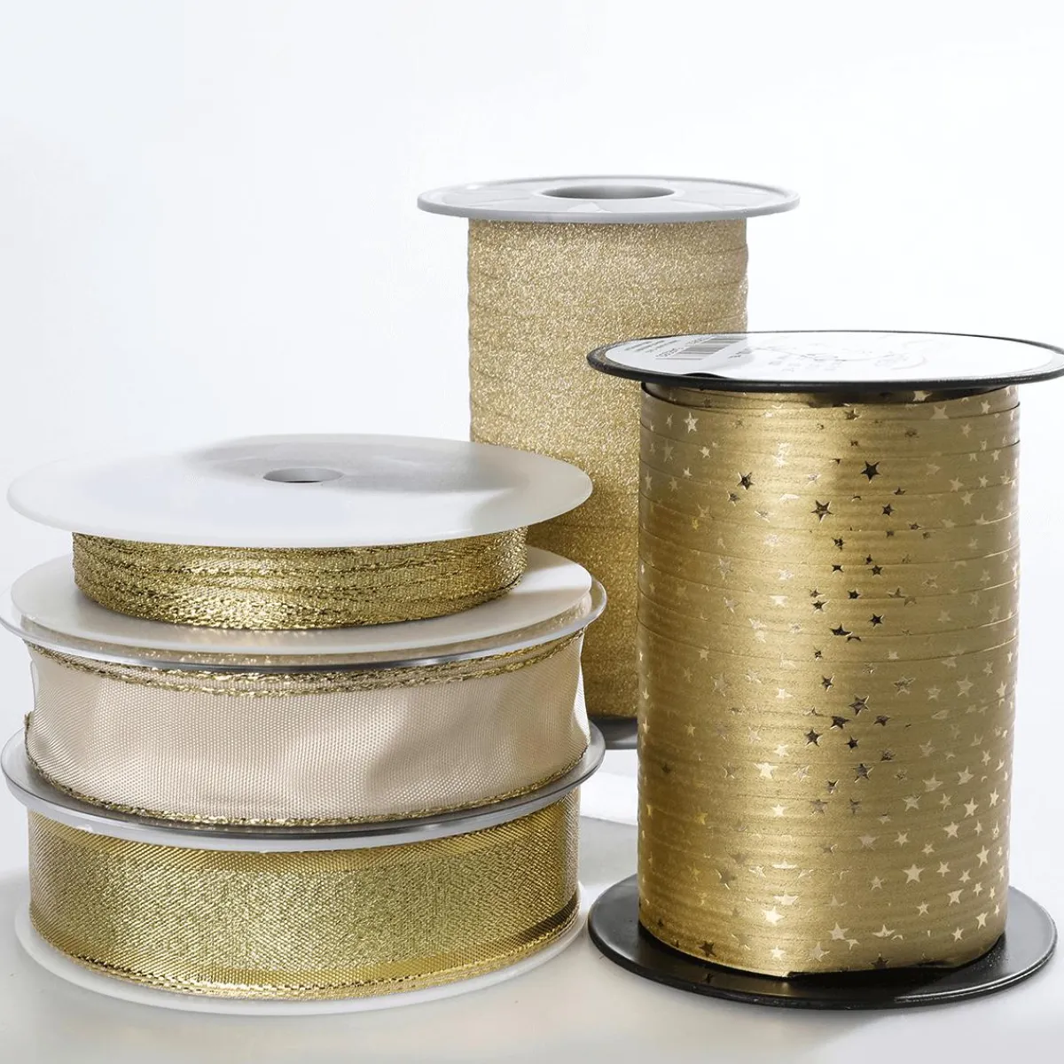 Clearance DecoWoerner Poly-Geschenkband "Glimmer", , 10 Mm, 100 M gold