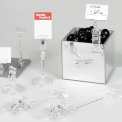 DecoWoerner Preisschild-Klemme Mit Einschub, 10 Cm Hoch transparent