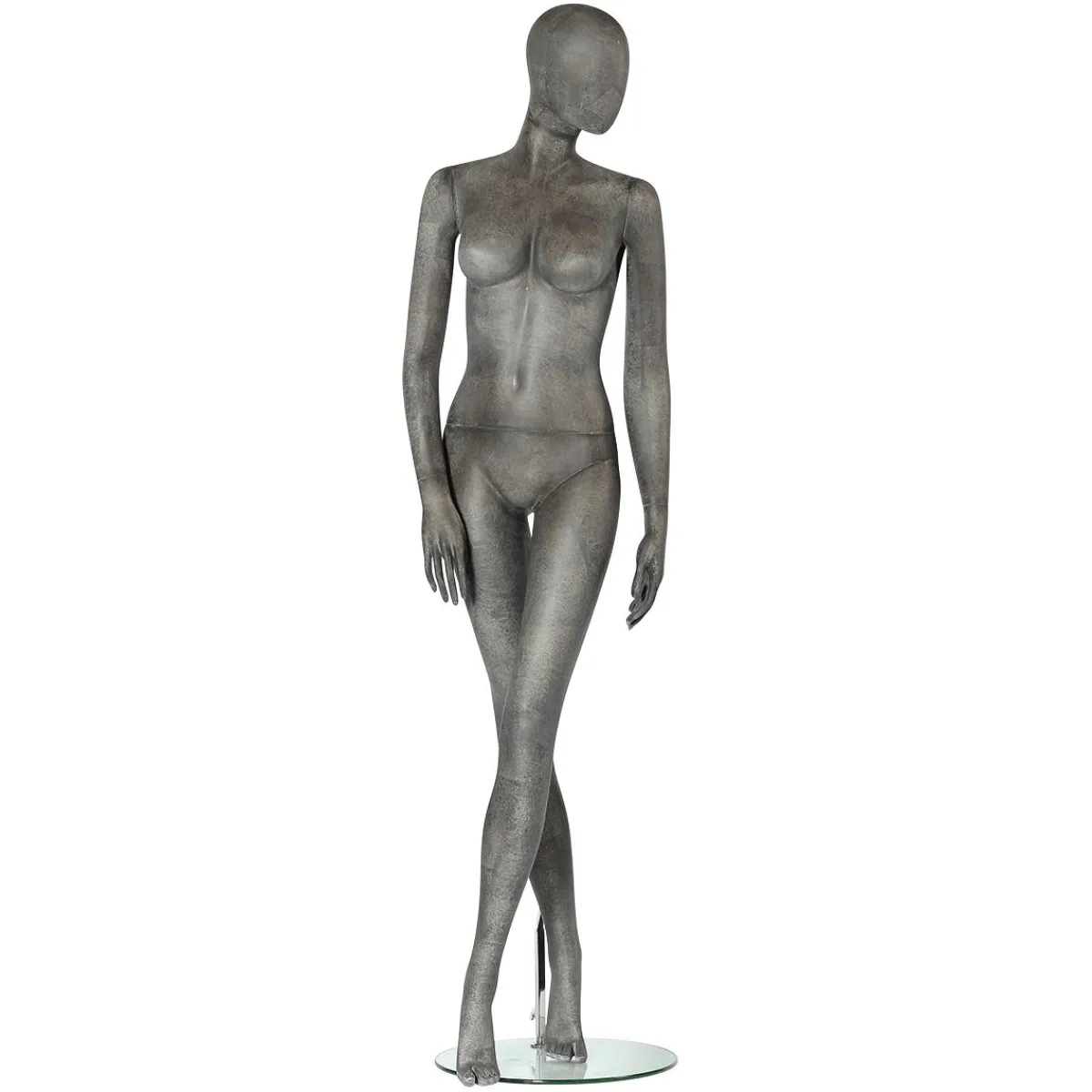 DecoWoerner Premium Damen-Schaufensterpuppe, Beine überkreuz, Anthrazit Grau