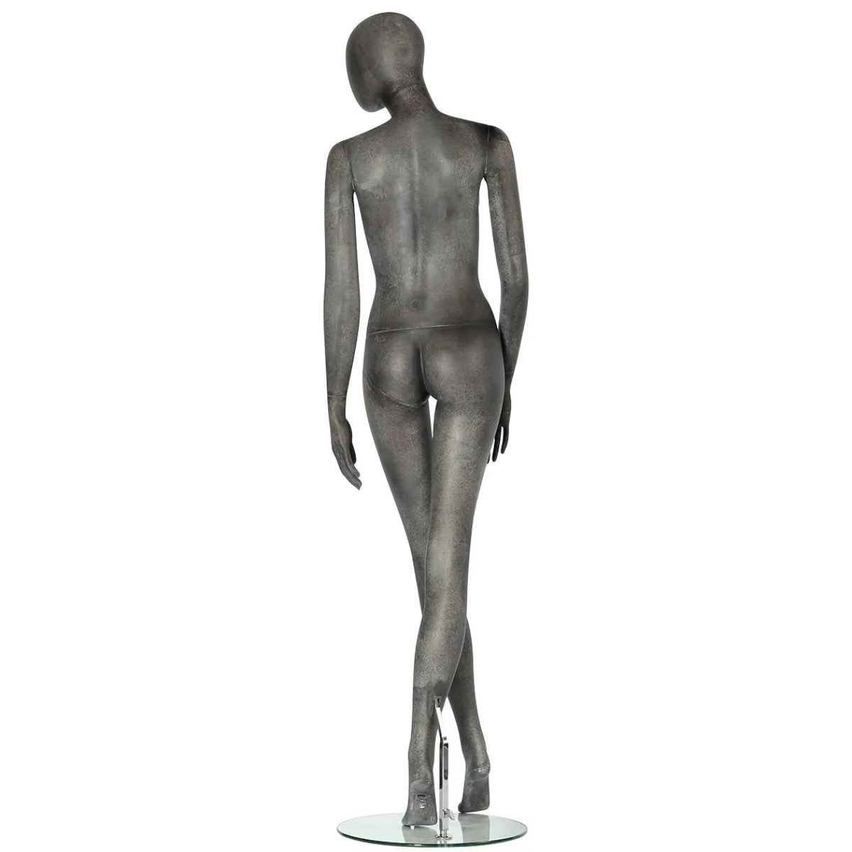 DecoWoerner Premium Damen-Schaufensterpuppe, Beine überkreuz, Anthrazit Grau