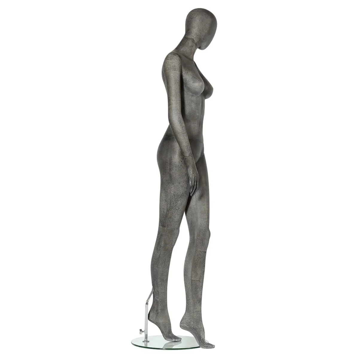 DecoWoerner Premium Damen-Schaufensterpuppe, Beine überkreuz, Anthrazit Grau