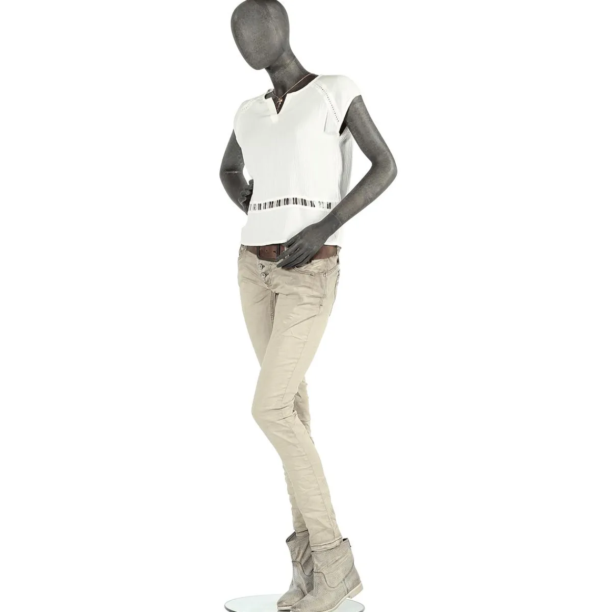 Discount DecoWoerner Premium Schaufensterpuppe Dame, Linkes Bein Und Rechter Arm Angewinkelt Grau