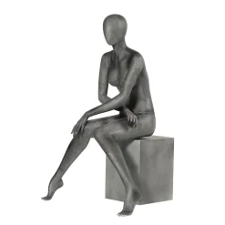 Online DecoWoerner Premium Schaufensterpuppe Dame, Sitzend, Anthrazit Grau