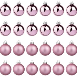 Discount DecoWoerner Puder Weihnachtskugeln Aus Glas 6 Cm Ø – 24 Stück rosa