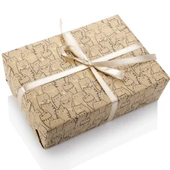 Outlet DecoWoerner Recyceltes Kraftpapier Mit Katzen & Goldenen Details – 50 M Geschenkpapier-Rolle braun