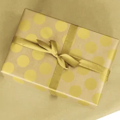 Online DecoWoerner Recyceltes Kraftpapier Mit enen Punkten – 50 M Geschenkpapier-Rolle gold