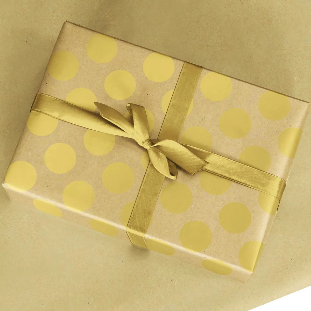Online DecoWoerner Recyceltes Kraftpapier Mit enen Punkten – 50 M Geschenkpapier-Rolle gold
