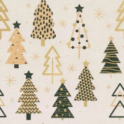 Clearance DecoWoerner Recyceltes Kraftpapier Mit Weihnachtsbäumen In Beige, Schwarz & Gold – 50 M Geschenkpapier-Rolle braun