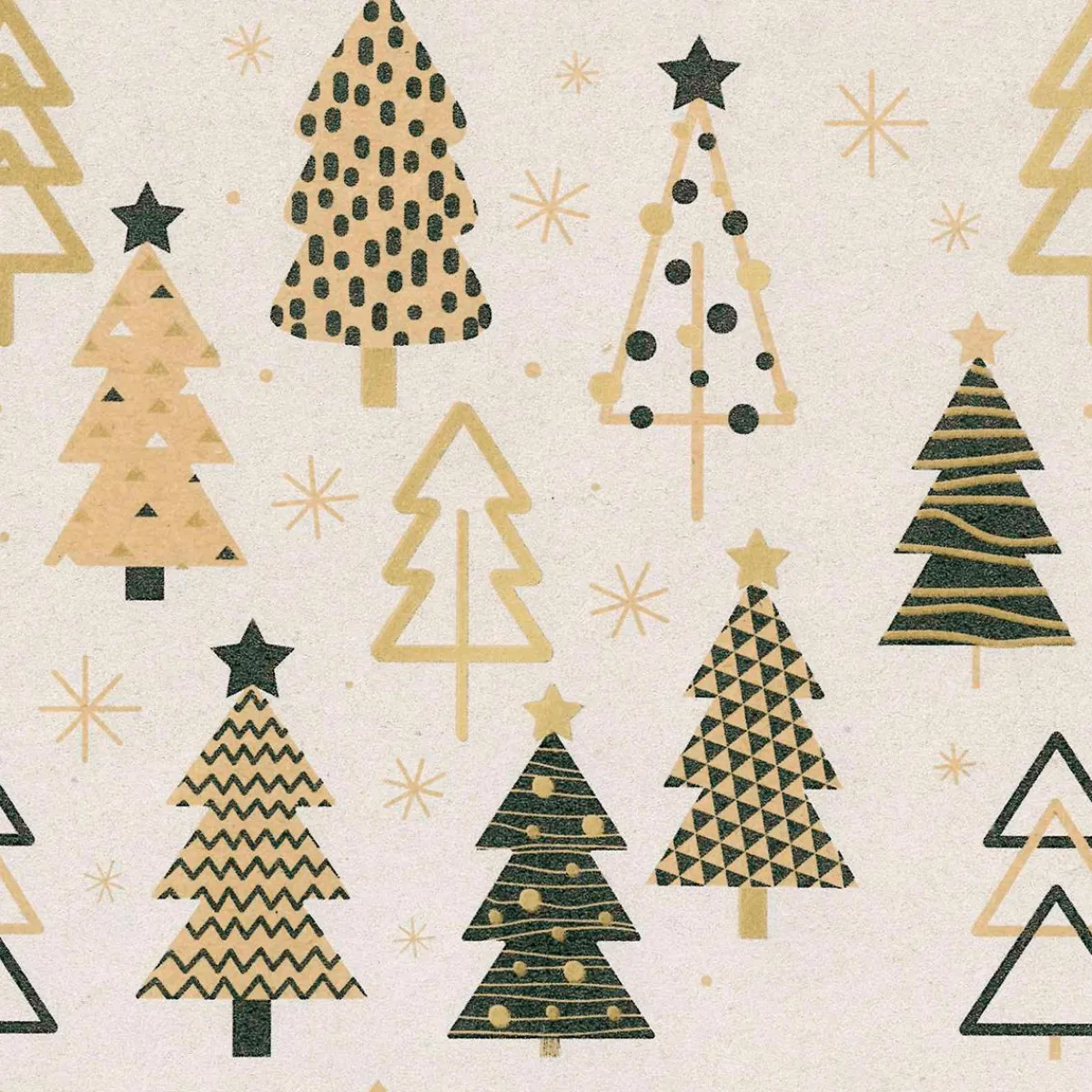 Clearance DecoWoerner Recyceltes Kraftpapier Mit Weihnachtsbäumen In Beige, Schwarz & Gold – 50 M Geschenkpapier-Rolle braun