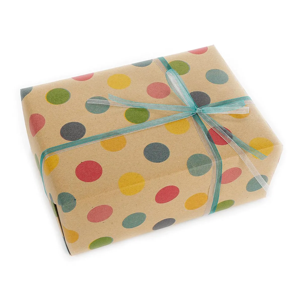 Hot DecoWoerner Recyceltes Kraftpapier Mit Bunten Punkten – 50 M Geschenkpapier-Rolle mehrfarbig