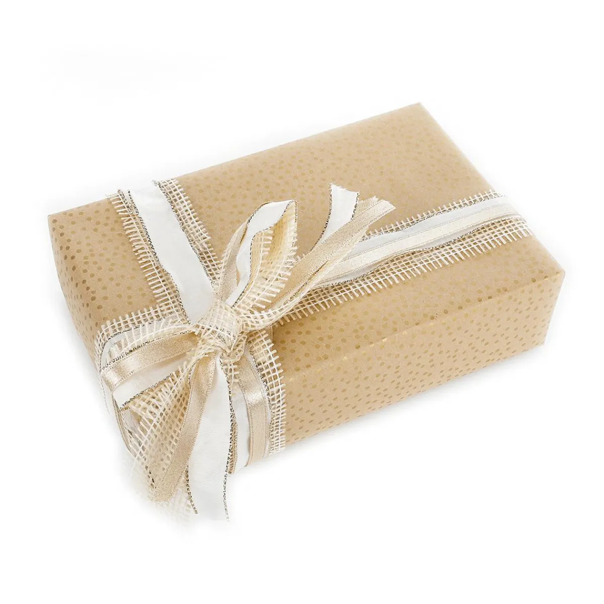 Sale DecoWoerner Recyceltes Kraftpapier Mit Kleinen, enen Punkten – 50 M Geschenkpapier-Rolle gold