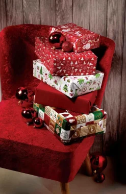 New DecoWoerner Recyceltes, es Uni-Kraftpapier – 50 M Geschenkpapier-Rolle rot