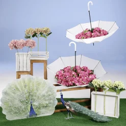 DecoWoerner Regenschirm Mit Automatik 100 Cm Ø, 84 Cm weiß