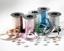 DecoWoerner Ringelband Pastell, 10 Mm, 150 M, Champagner weiß