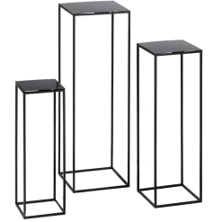 Hot DecoWoerner Rostfreie Metall-Beistell-Tische 3teilig 60, 75, 90 Cm Hoch schwarz
