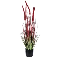 Discount DecoWoerner es Deko-Federborstengras Im Schwarzen Topf 70 Cm rot