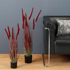 Discount DecoWoerner es Deko-Federborstengras Im Schwarzen Topf 70 Cm rot