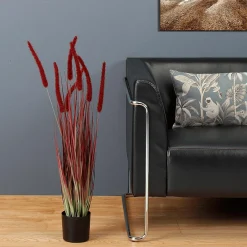 Discount DecoWoerner es Deko-Federborstengras Im Schwarzen Topf 90 Cm rot