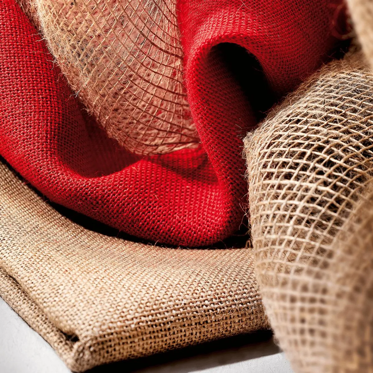 New DecoWoerner Rupfen Jute, 160 Cm Breit, rot